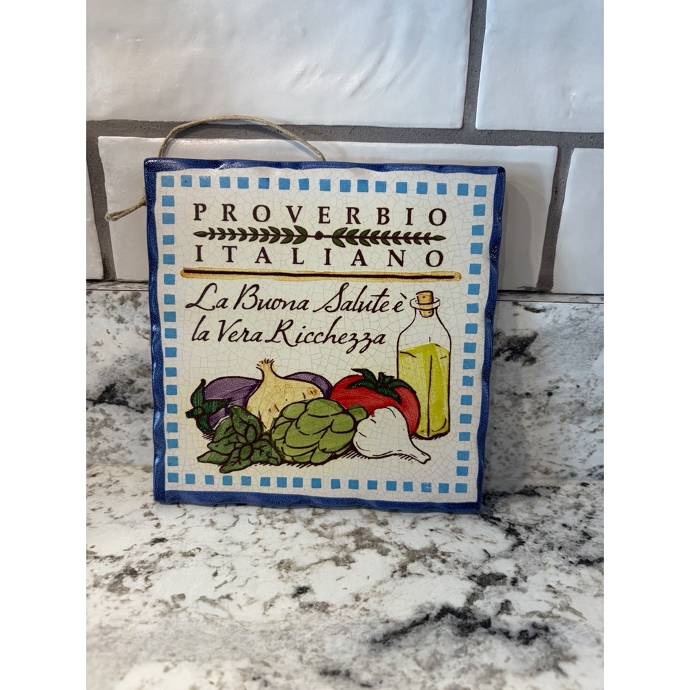 Proverb Plaque Good Health Is True Wealth 2017 Italy  hand painted kitchen decor
